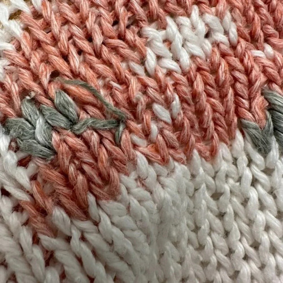 Vintage Handmade Crew Neck Floral Knit Pullover Sweater Neutrals Women's Medium - Picture 12 of 14